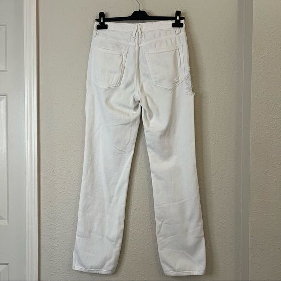 Good American Good Boy White Distressed Straight Jeans Size 2/26 - Picture 6 of 12